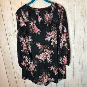 Torrid Black and Pink Floral Blouse